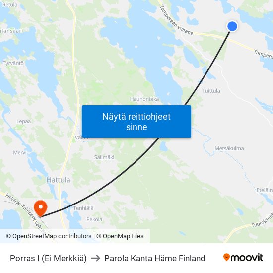 Porras I (Ei Merkkiä) to Parola Kanta Häme Finland map