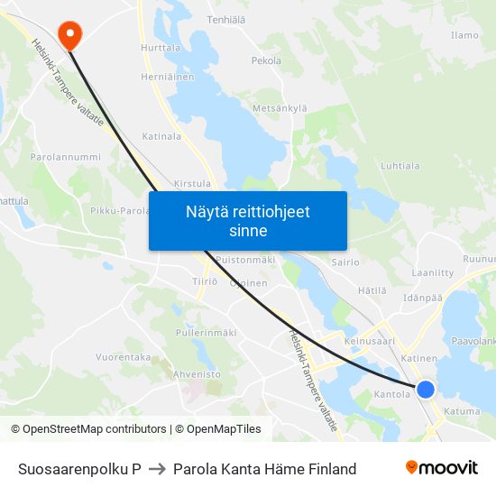 Suosaarenpolku P to Parola Kanta Häme Finland map