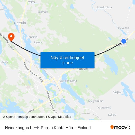 Heinäkangas L to Parola Kanta Häme Finland map