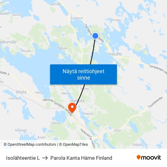 Isolähteentie L to Parola Kanta Häme Finland map