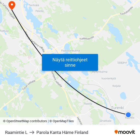 Raamintie L to Parola Kanta Häme Finland map