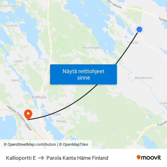 Kallioportti E to Parola Kanta Häme Finland map