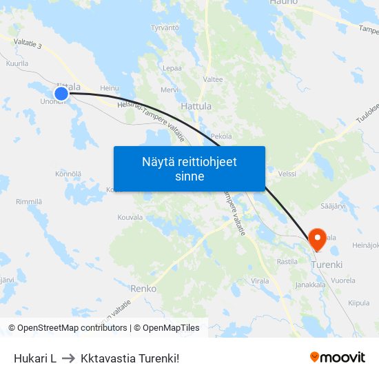 Hukari L to Kktavastia Turenki! map