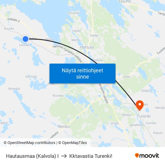 Hautausmaa (Kalvola) I to Kktavastia Turenki! map