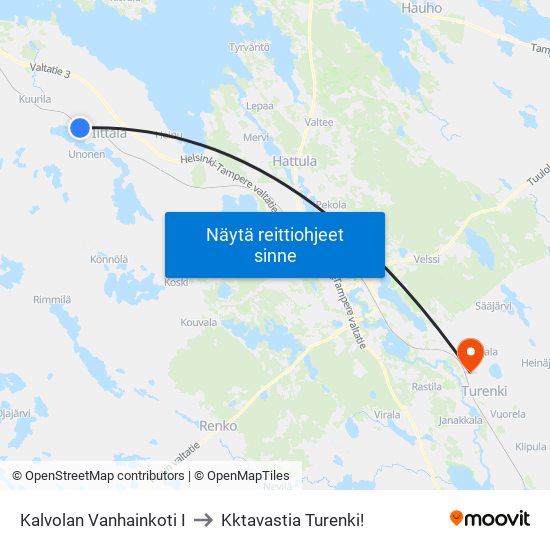Kalvolan Vanhainkoti I to Kktavastia Turenki! map