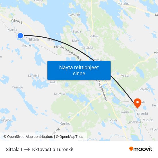 Sittala I to Kktavastia Turenki! map
