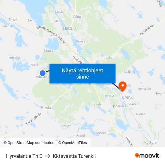 Hyrväläntie Th E to Kktavastia Turenki! map