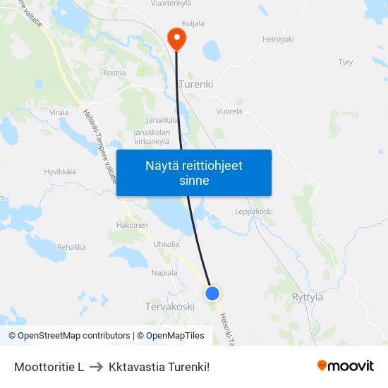 Moottoritie L to Kktavastia Turenki! map