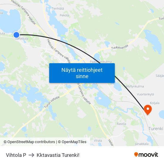 Vihtola P to Kktavastia Turenki! map