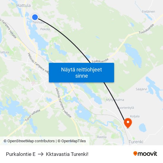 Purkalontie E to Kktavastia Turenki! map