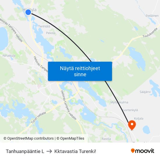 Tanhuanpääntie L to Kktavastia Turenki! map
