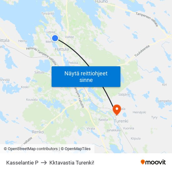 Kasselantie P to Kktavastia Turenki! map