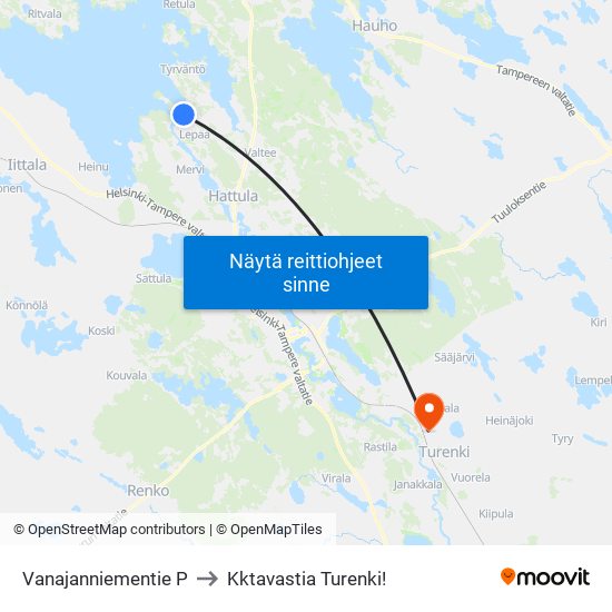 Vanajanniementie P to Kktavastia Turenki! map