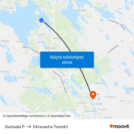 Suotaala P to Kktavastia Turenki! map