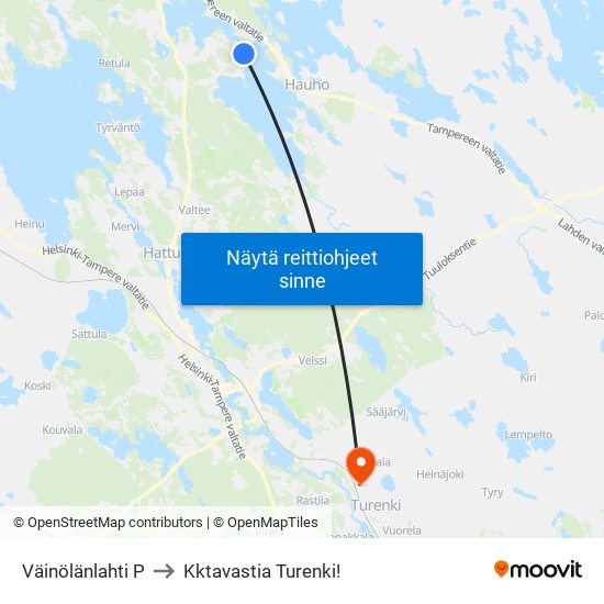 Väinölänlahti P to Kktavastia Turenki! map