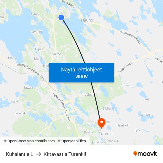 Kuhalantie L to Kktavastia Turenki! map