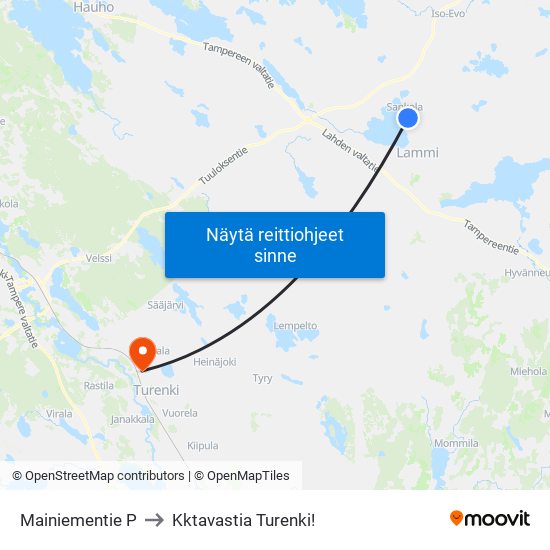 Mainiementie P to Kktavastia Turenki! map