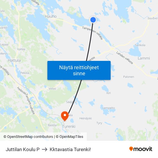 Juttilan Koulu P to Kktavastia Turenki! map