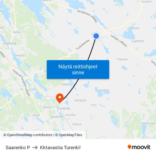 Saarenko P to Kktavastia Turenki! map