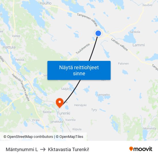 Mäntynummi L to Kktavastia Turenki! map
