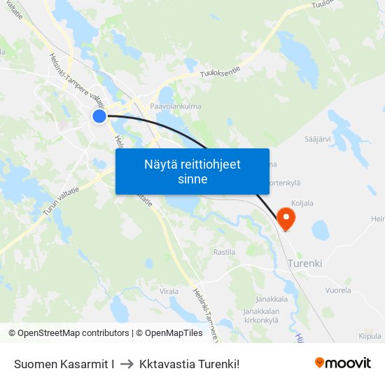 Suomen Kasarmit I to Kktavastia Turenki! map