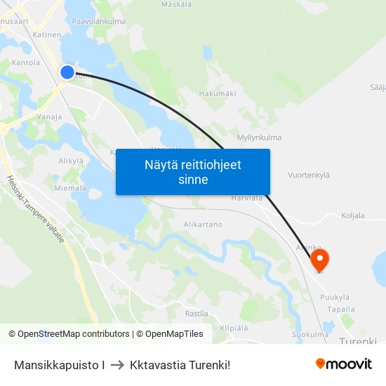 Mansikkapuisto I to Kktavastia Turenki! map