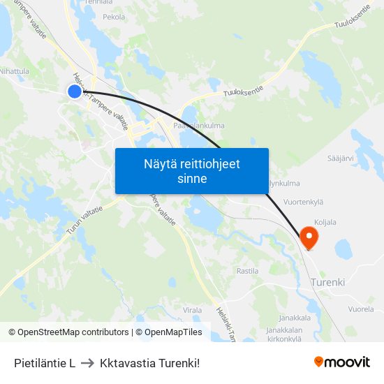 Pietiläntie L to Kktavastia Turenki! map