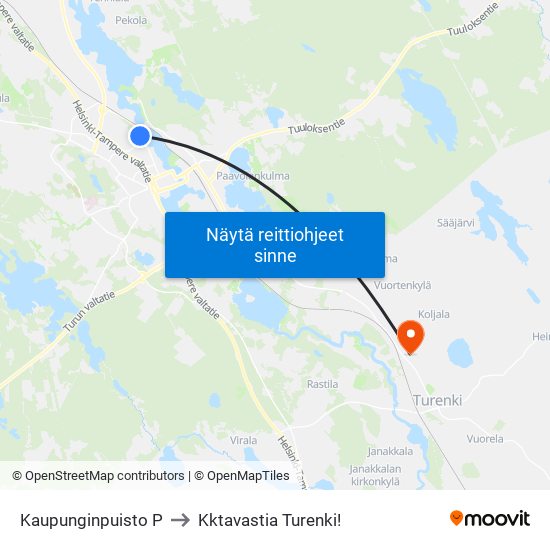 Kaupunginpuisto P to Kktavastia Turenki! map