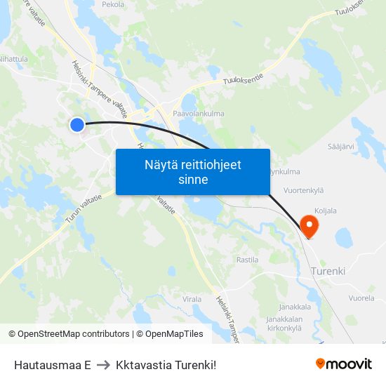 Hautausmaa E to Kktavastia Turenki! map