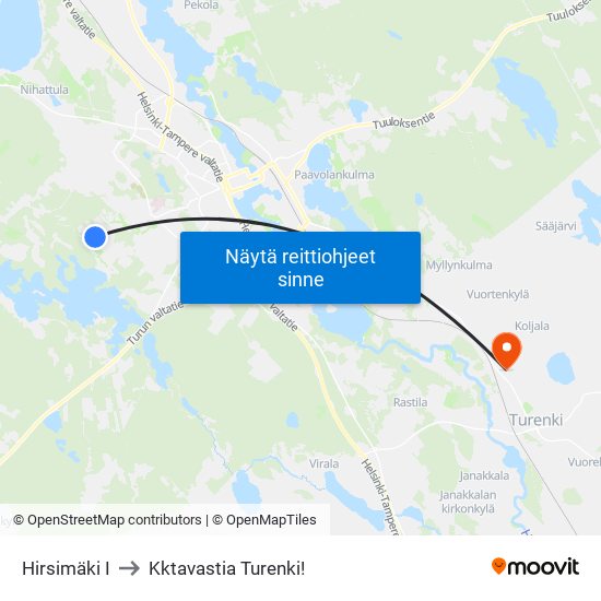 Hirsimäki I to Kktavastia Turenki! map