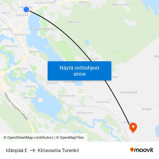 Idänpää E to Kktavastia Turenki! map