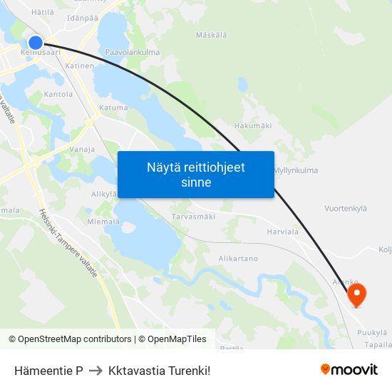 Hämeentie P to Kktavastia Turenki! map