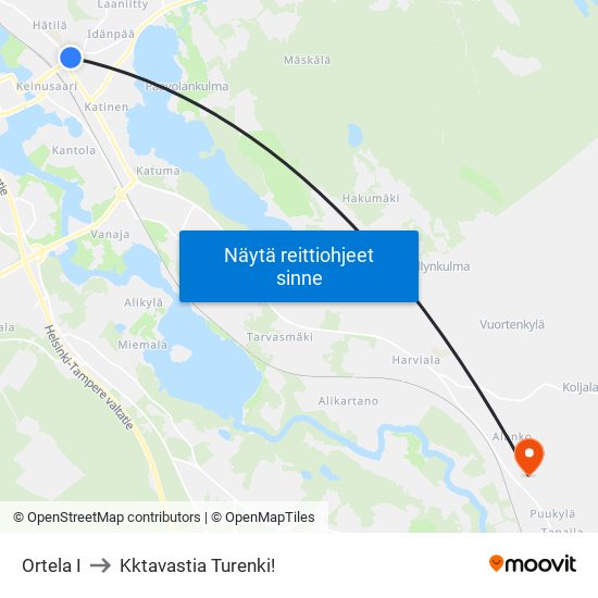 Ortela I to Kktavastia Turenki! map