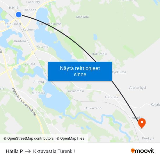Hätilä P to Kktavastia Turenki! map