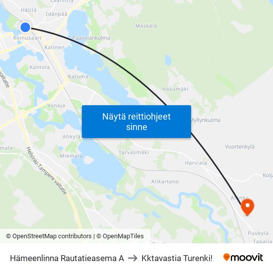 Hämeenlinna Rautatieasema A to Kktavastia Turenki! map