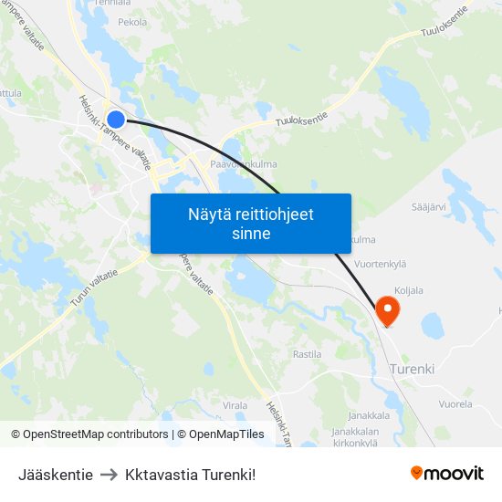 Jääskentie to Kktavastia Turenki! map