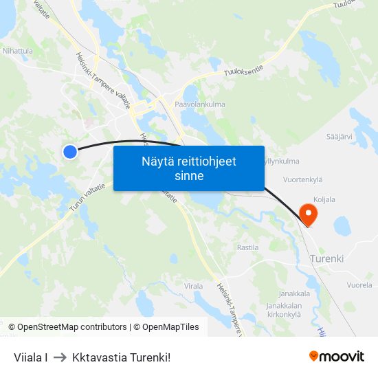 Viiala I to Kktavastia Turenki! map
