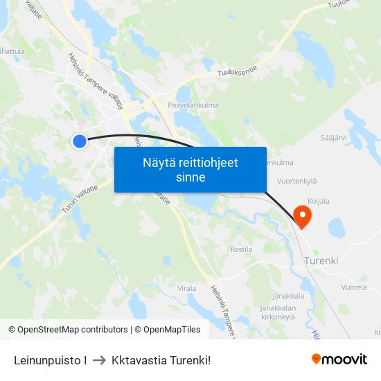 Leinunpuisto I to Kktavastia Turenki! map