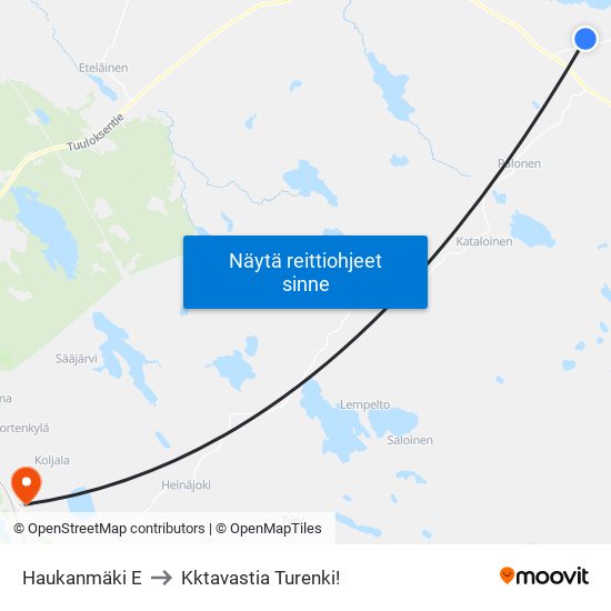 Haukanmäki E to Kktavastia Turenki! map