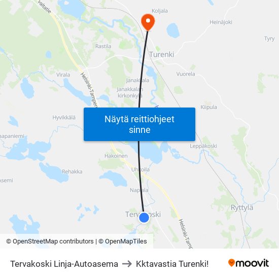Tervakoski Linja-Autoasema to Kktavastia Turenki! map
