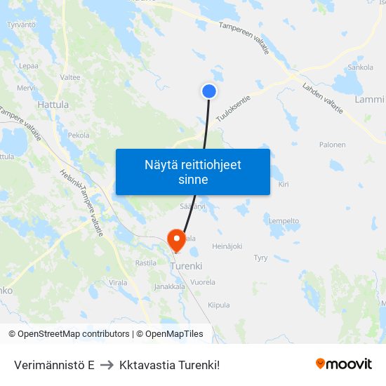 Verimännistö E to Kktavastia Turenki! map
