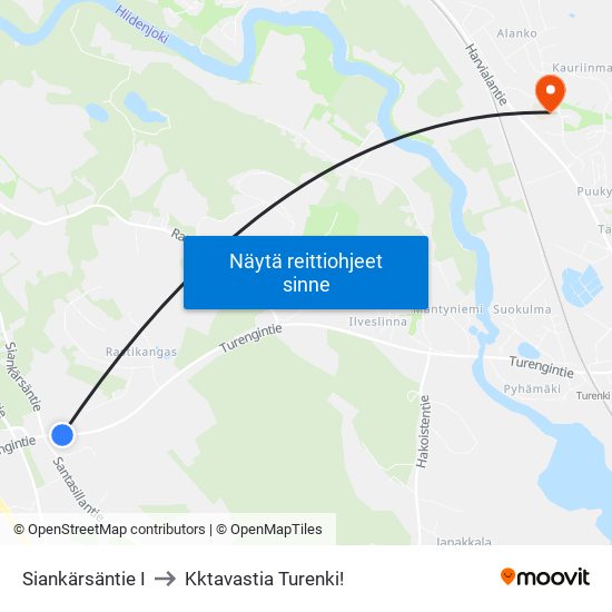 Siankärsäntie I to Kktavastia Turenki! map