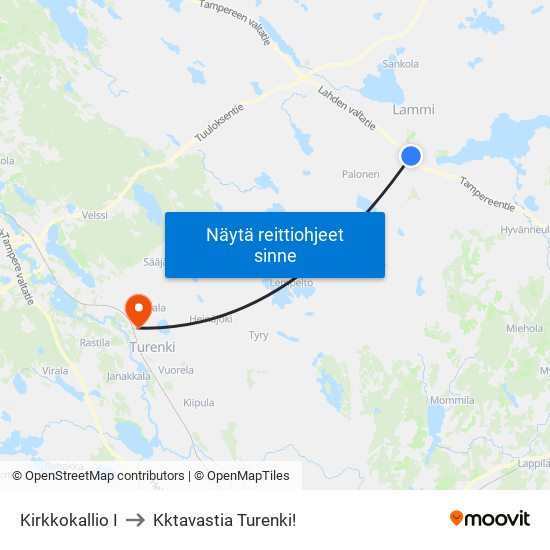 Kirkkokallio I to Kktavastia Turenki! map