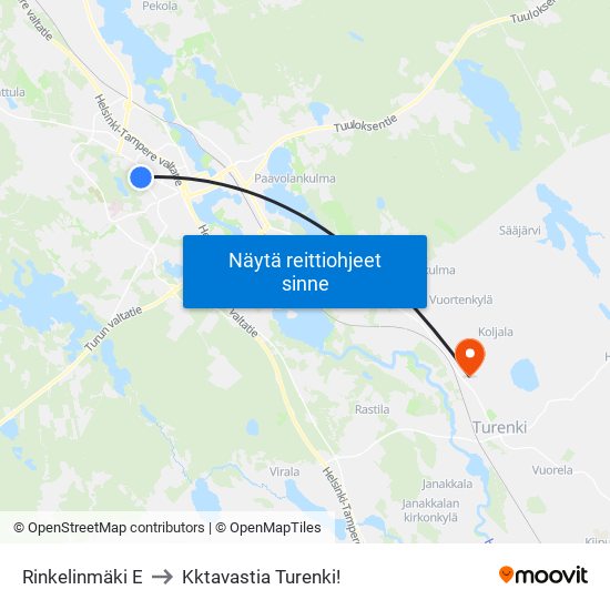Rinkelinmäki E to Kktavastia Turenki! map