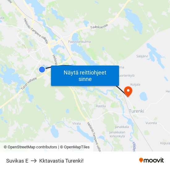 Suvikas E to Kktavastia Turenki! map