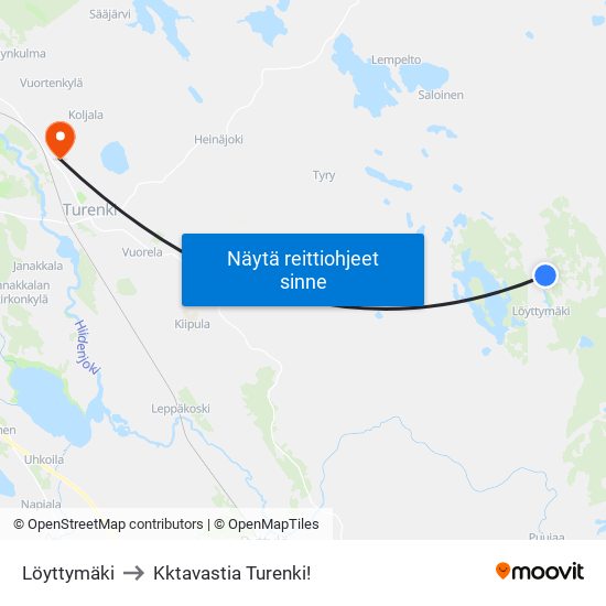 Löyttymäki to Kktavastia Turenki! map