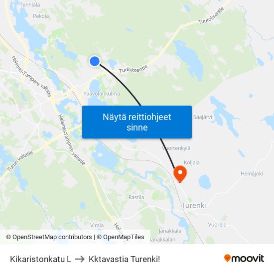 Kikaristonkatu L to Kktavastia Turenki! map