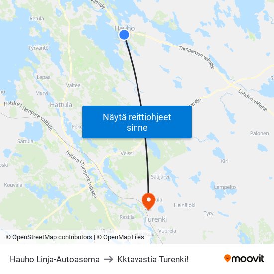 Hauho Linja-Autoasema to Kktavastia Turenki! map