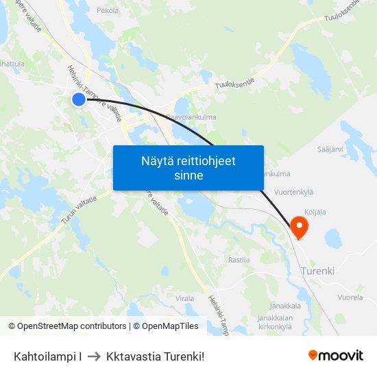 Kahtoilampi I to Kktavastia Turenki! map