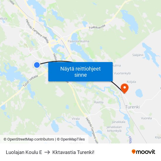 Luolajan Koulu E to Kktavastia Turenki! map